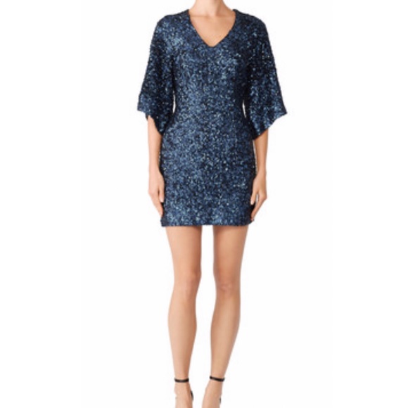 New Free People Party Girl 0 4 6 Blue Allover Sequins Mini Dress - Picture 7 of 12